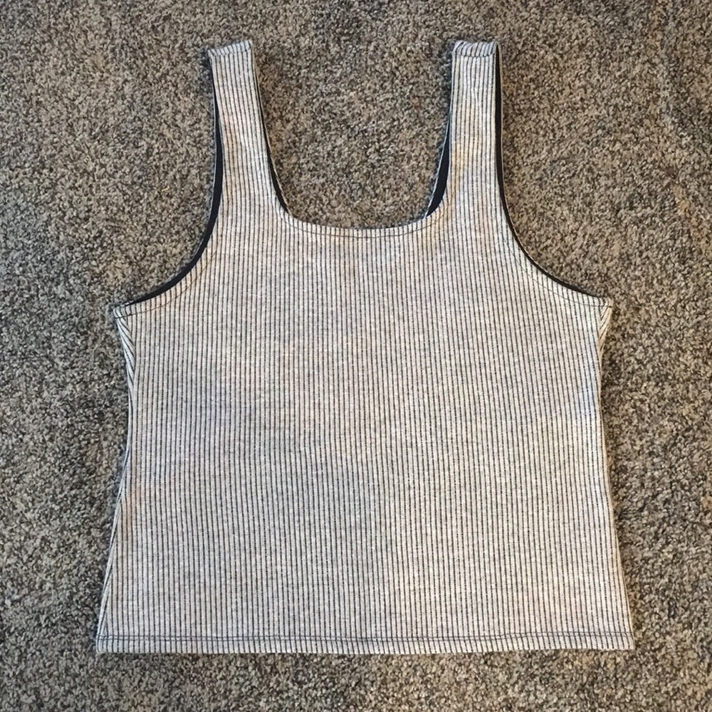 Topshop sleeveless gray striped t-shirt